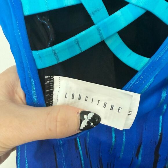 Longitude Women’s 10 Blue Dip Dye One Piece Swim Pool Ocean - Picture 3 of 4